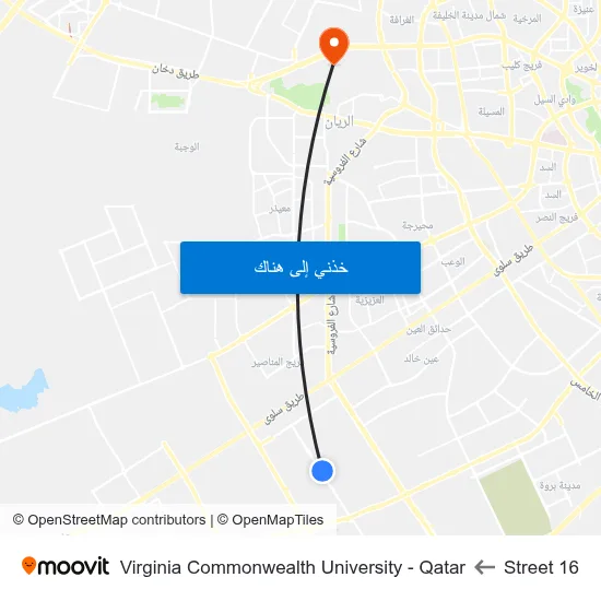 Street 16 to Virginia Commonwealth University - Qatar map