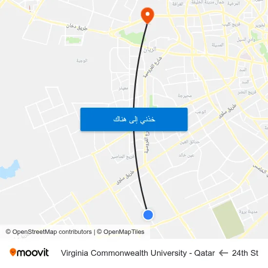 24th St to Virginia Commonwealth University - Qatar map