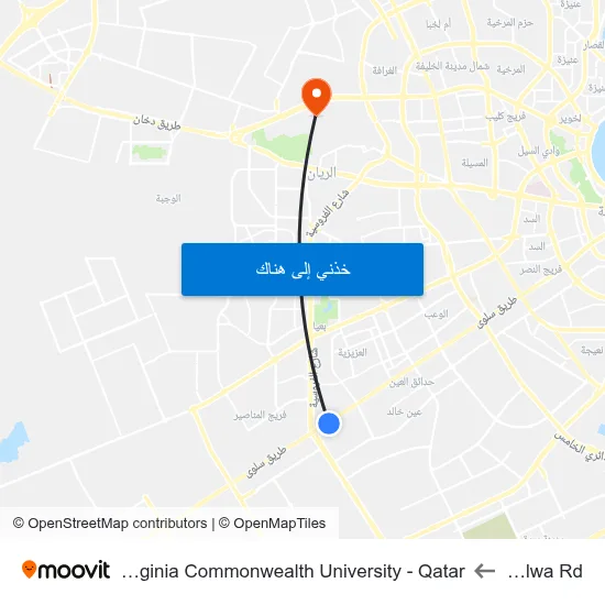 Salwa Rd to Virginia Commonwealth University - Qatar map