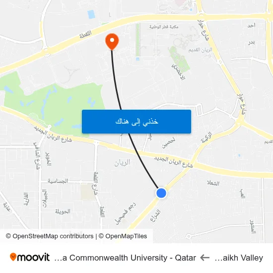 Muraikh Valley to Virginia Commonwealth University - Qatar map