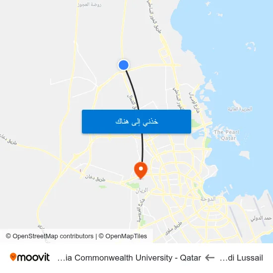 Wadi Lussail to Virginia Commonwealth University - Qatar map
