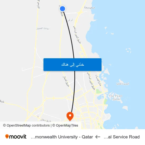 Al Shamal Service Road to Virginia Commonwealth University - Qatar map