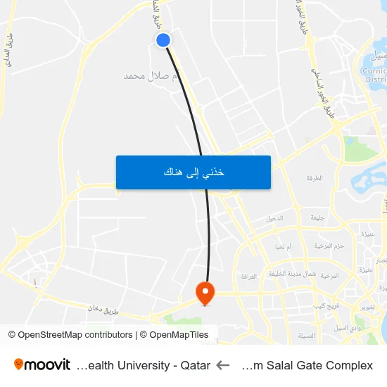 Daina Real Estate Um Salal Gate Complex to Virginia Commonwealth University - Qatar map