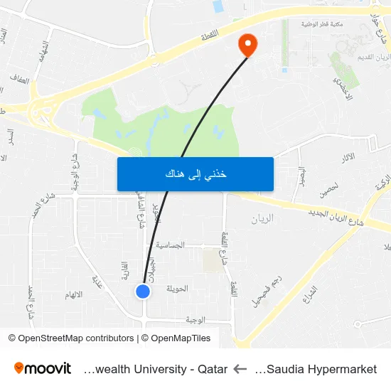 Al Shafi Near Saudia Hypermarket to Virginia Commonwealth University - Qatar map