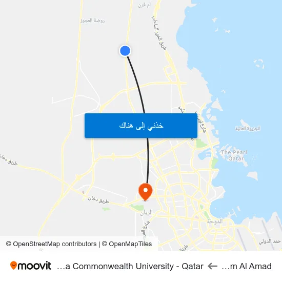 Umm Al Amad to Virginia Commonwealth University - Qatar map