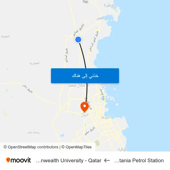Alkhor Al Watania Petrol Station to Virginia Commonwealth University - Qatar map