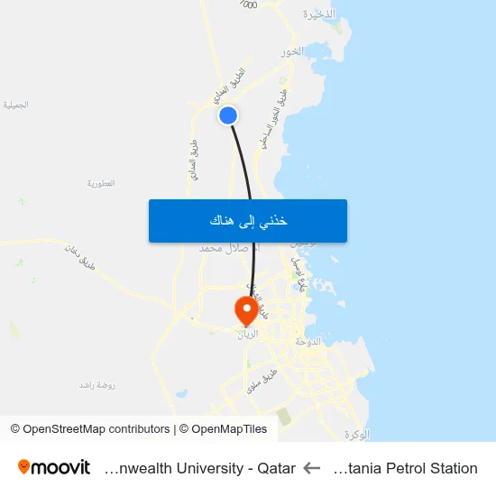 Alkhor Al Watania Petrol Station to Virginia Commonwealth University - Qatar map
