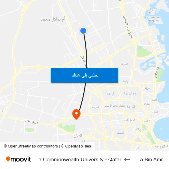 Ikrima Bin Amr to Virginia Commonwealth University - Qatar map