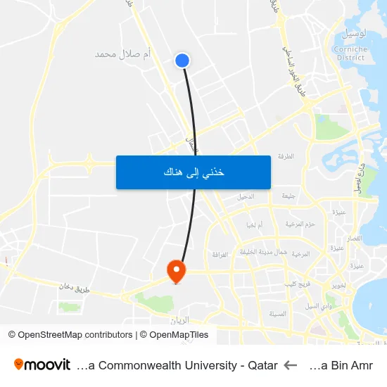 Ikrima Bin Amr to Virginia Commonwealth University - Qatar map