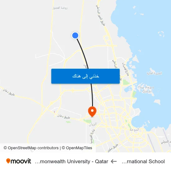 Olive International School to Virginia Commonwealth University - Qatar map