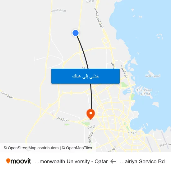 Umm Obairiya Service Rd to Virginia Commonwealth University - Qatar map