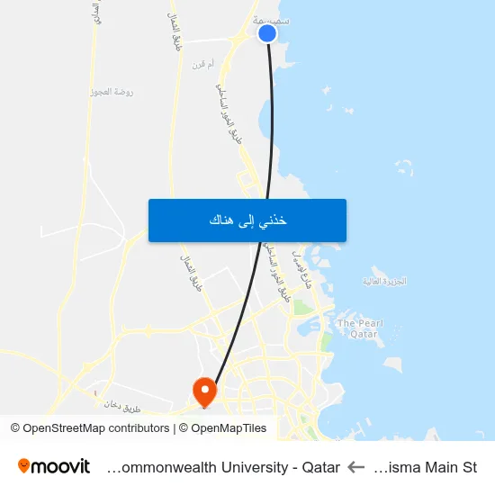 Simaisma Main St to Virginia Commonwealth University - Qatar map