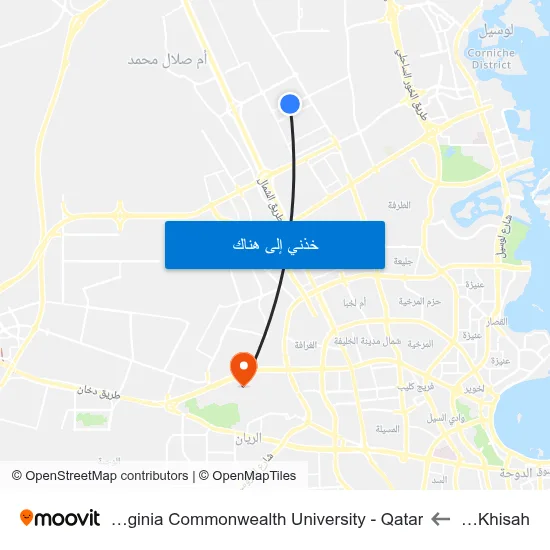 Al Khisah to Virginia Commonwealth University - Qatar map