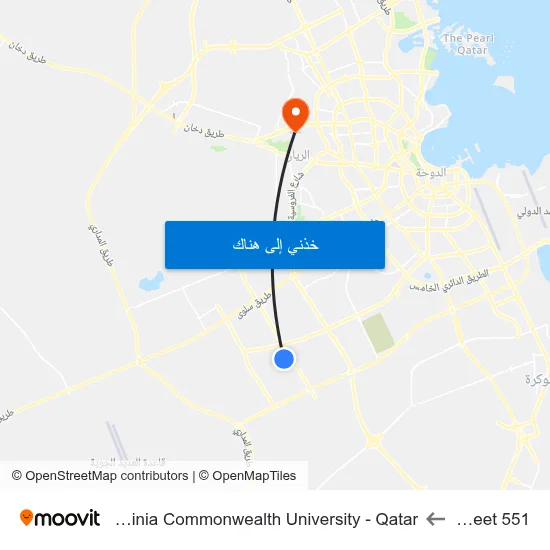 Street 551 to Virginia Commonwealth University - Qatar map