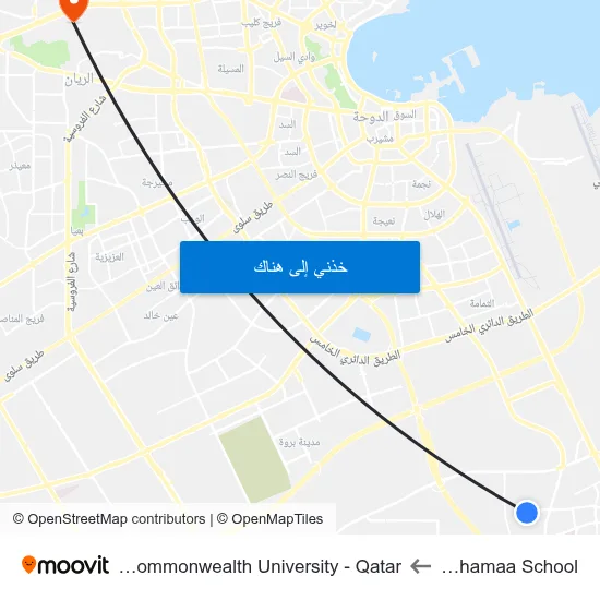 Pak Shamaa School to Virginia Commonwealth University - Qatar map