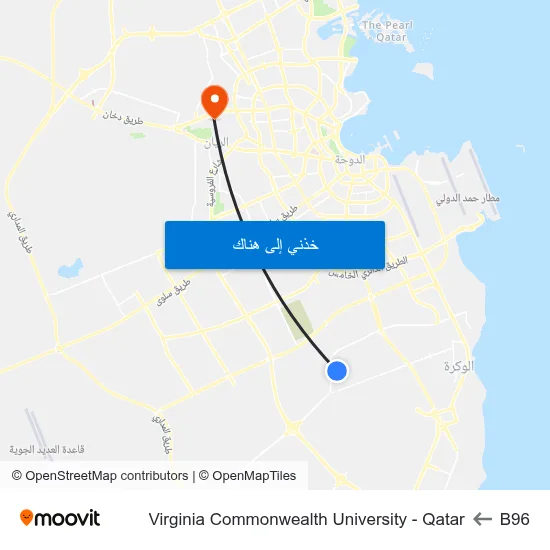 B96 to Virginia Commonwealth University - Qatar map