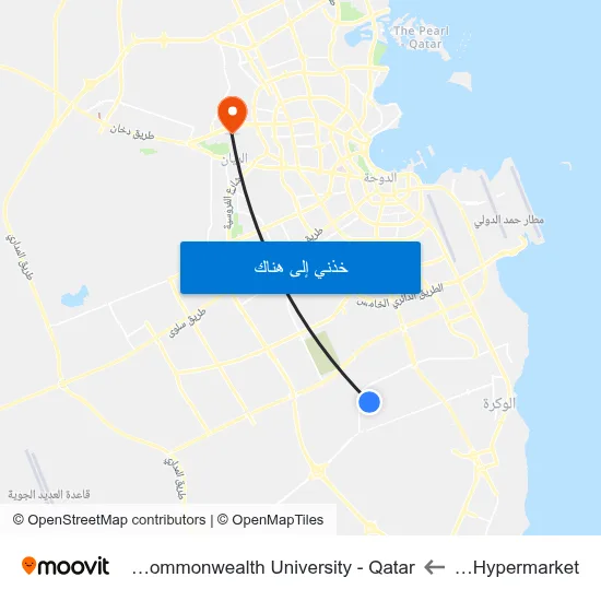 Lulu Hypermarket to Virginia Commonwealth University - Qatar map