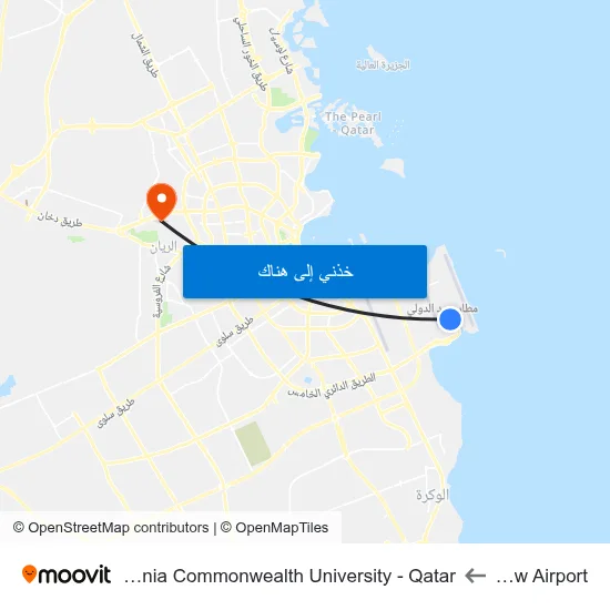 New Airport to Virginia Commonwealth University - Qatar map