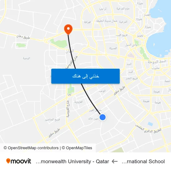 Elite International School to Virginia Commonwealth University - Qatar map