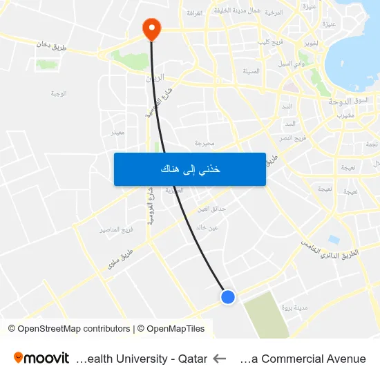 Aswaq Ramez-Barwa Commercial Avenue to Virginia Commonwealth University - Qatar map
