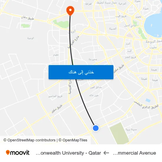 Barwa Commercial Avenue to Virginia Commonwealth University - Qatar map