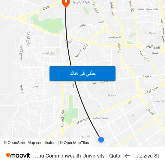 Al Aziziya St to Virginia Commonwealth University - Qatar map