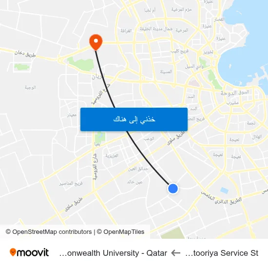 Wadi Leatooriya Service St to Virginia Commonwealth University - Qatar map