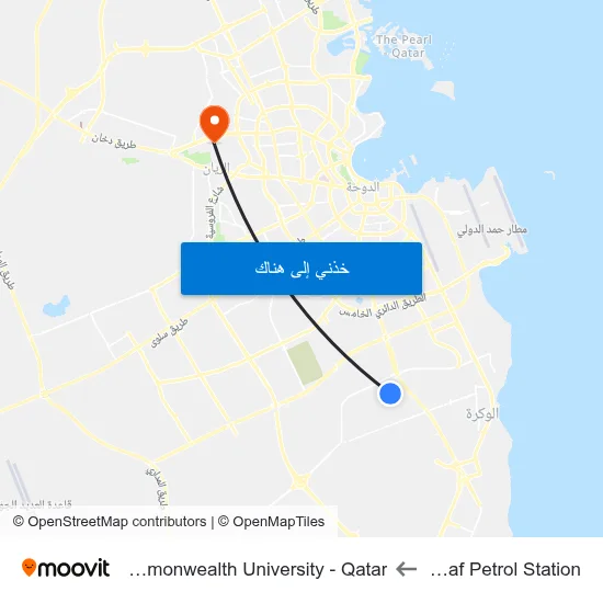 Al Meshaf Petrol Station to Virginia Commonwealth University - Qatar map