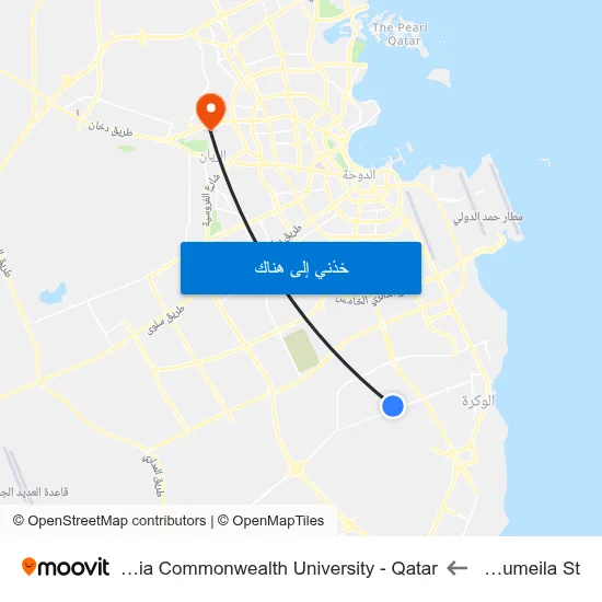 Al Rumeila St to Virginia Commonwealth University - Qatar map