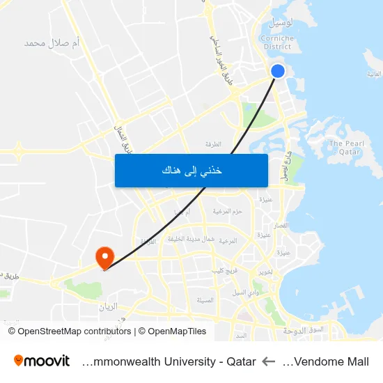 Place Vendome Mall to Virginia Commonwealth University - Qatar map
