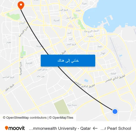 Pondar Pearl School to Virginia Commonwealth University - Qatar map