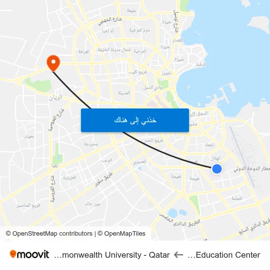 National Education Center to Virginia Commonwealth University - Qatar map