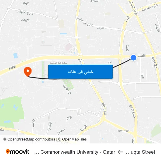 Al Luqta Street to Virginia Commonwealth University - Qatar map