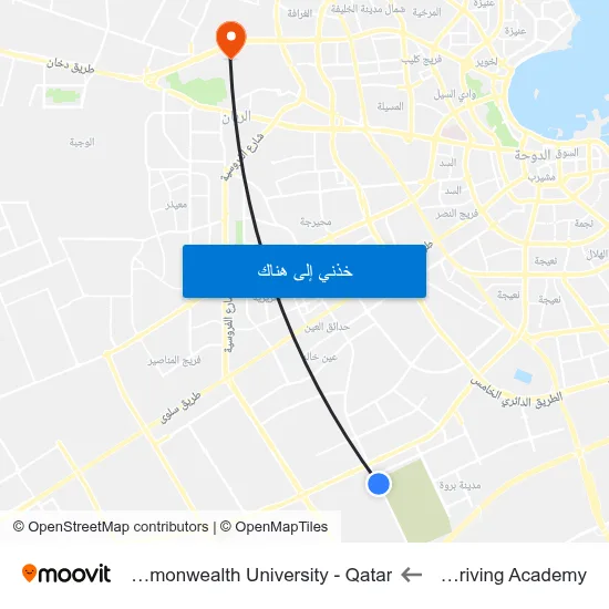 Dollah Driving Academy to Virginia Commonwealth University - Qatar map