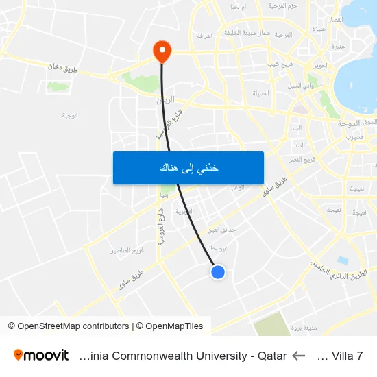 Qta Villa 7 to Virginia Commonwealth University - Qatar map