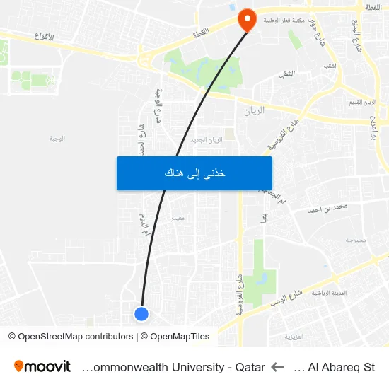 Waab Al Abareq St to Virginia Commonwealth University - Qatar map