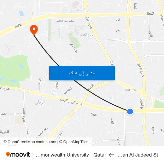 Al Rayyan Al Jadeed St to Virginia Commonwealth University - Qatar map