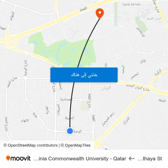 Lejthaya St to Virginia Commonwealth University - Qatar map