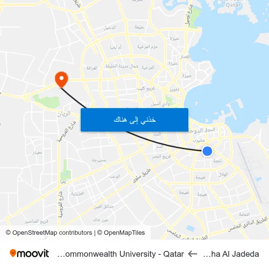Al Doha Al Jadeda to Virginia Commonwealth University - Qatar map