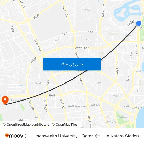 Opposite Katara Station to Virginia Commonwealth University - Qatar map