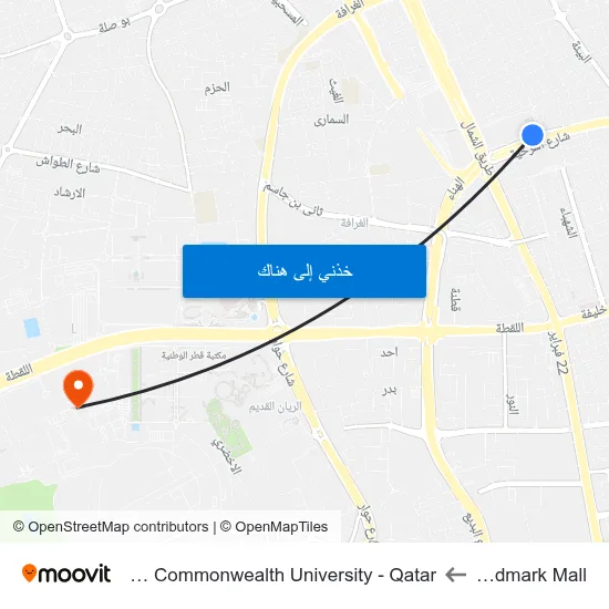 Landmark Mall to Virginia Commonwealth University - Qatar map