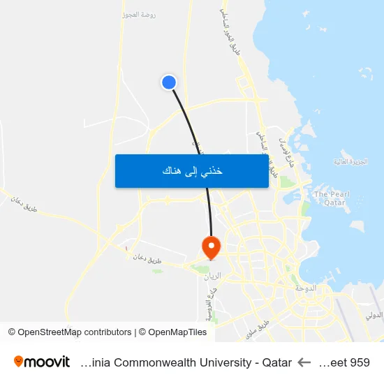 Street 959 to Virginia Commonwealth University - Qatar map