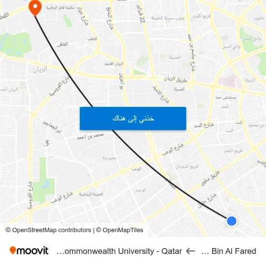 Omar Bin Al Fared to Virginia Commonwealth University - Qatar map