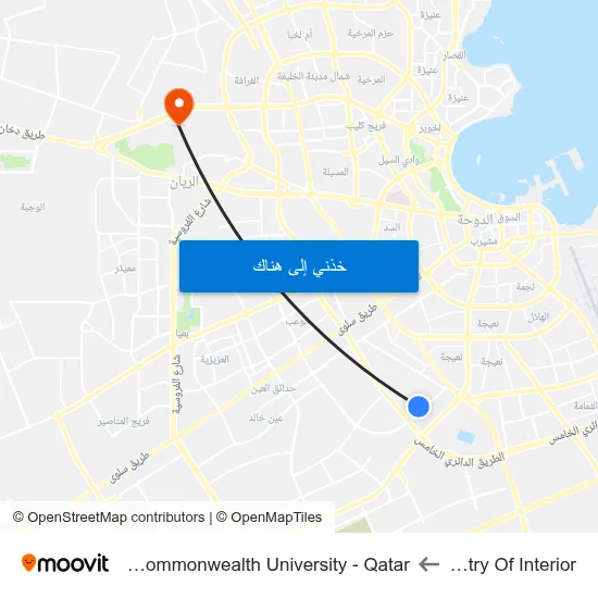 Ministry Of Interior to Virginia Commonwealth University - Qatar map