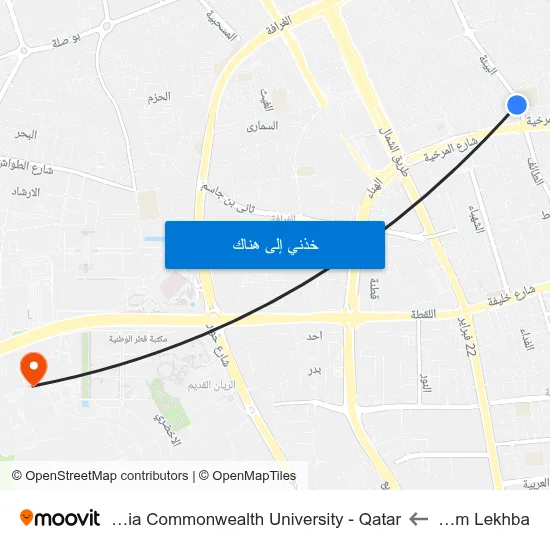 Umm Lekhba to Virginia Commonwealth University - Qatar map