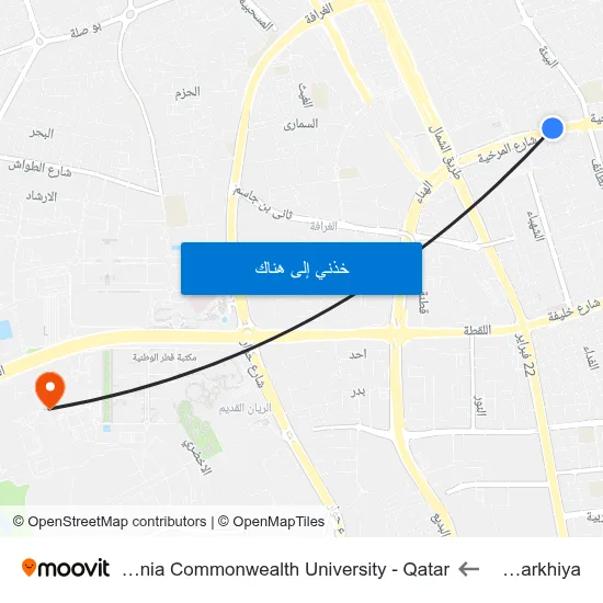 Al Markhiya to Virginia Commonwealth University - Qatar map