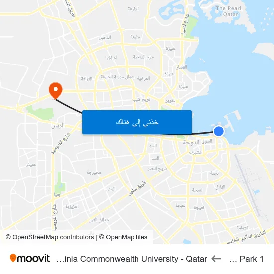 Mia Park 1 to Virginia Commonwealth University - Qatar map