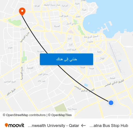 Barwa Madinatna Bus Stop Hub to Virginia Commonwealth University - Qatar map