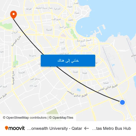 Ras Bu Fontas Metro Bus Hub to Virginia Commonwealth University - Qatar map