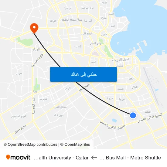 Al Thumama Stadium Bus Mall - Metro Shuttle to Virginia Commonwealth University - Qatar map